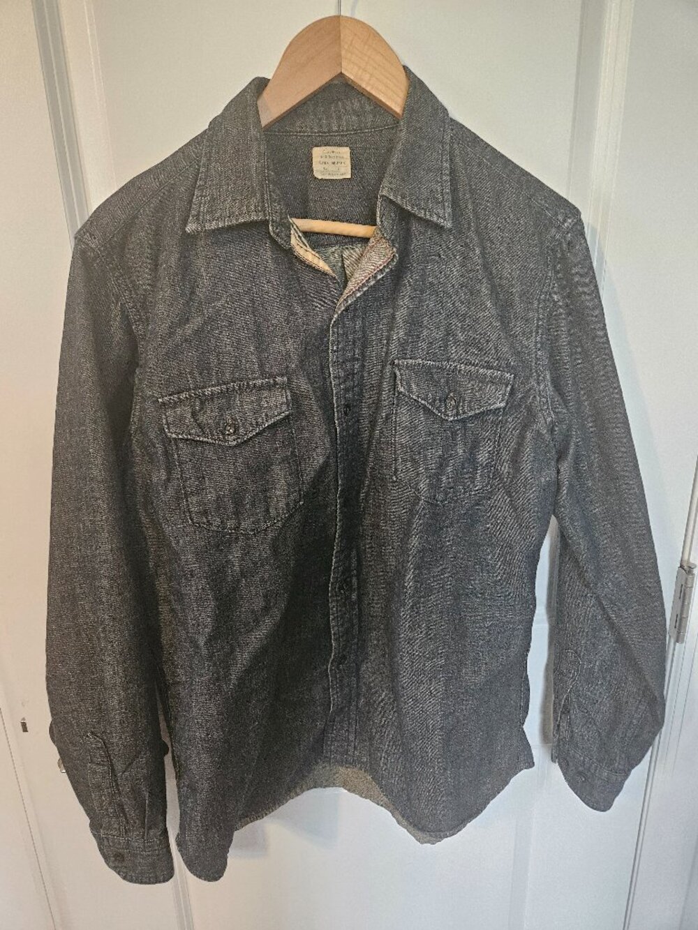 Back Number Japan Denim Shirt Dark Wash Large Fits Medium Workwear